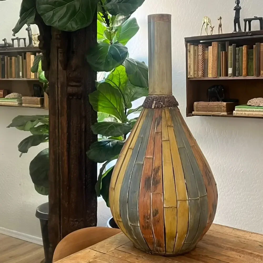 Retro Late 20th Century Large Bamboo Floor Vase 32